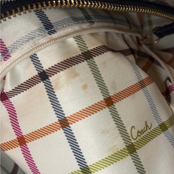 Coach Bleecker Signature Canvas Jacquard Tote Bag Navy Leather Trim Vintage Y2K - Picture 10 of 15